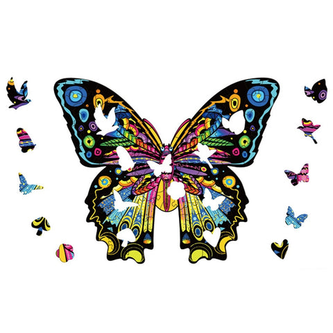 Butterfly Wooden Alien Puzzle Irregular Three-Dimensional Animal Puzzle, Size:, S, M, L