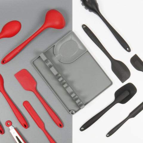 2 in 1 Kitchen Silicone Spoon Holder Shelf, Large (Gray), Medium (Gray), Large (Black), Medium (Black), Large (Red), Medium (Red), Large (Blue), Medium (Blue), Large (Orange), Medium (Orange), Large (Green), Medium (Green)