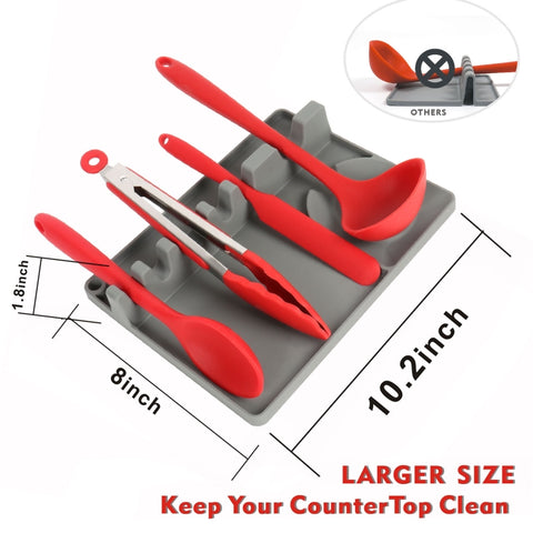 2 in 1 Kitchen Silicone Spoon Holder Shelf, Large (Gray), Medium (Gray), Large (Black), Medium (Black), Large (Red), Medium (Red), Large (Blue), Medium (Blue), Large (Orange), Medium (Orange), Large (Green), Medium (Green)