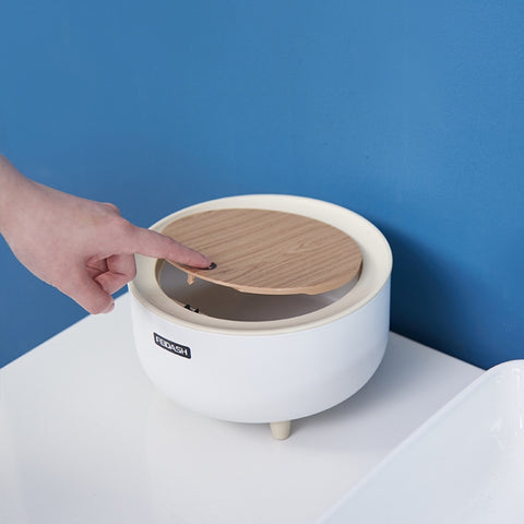 Mini Desktop Trash Can Simple Press Grunge Storage Bucket Student Dormitory Bedside Cabinet Round Trash Cartridge, Round Trash Cartridge