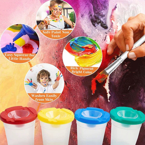 Children Plastic Pen Cup Bristles Graffiti Painting Brush Set, HB-10 + 10, HB-5 + 5 Light Colors, HB-5 + 5 Dark