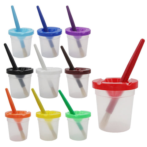 Children Plastic Pen Cup Bristles Graffiti Painting Brush Set, HB-10 + 10, HB-5 + 5 Light Colors, HB-5 + 5 Dark