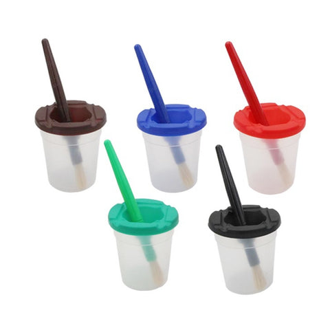 Children Plastic Pen Cup Bristles Graffiti Painting Brush Set, HB-10 + 10, HB-5 + 5 Light Colors, HB-5 + 5 Dark