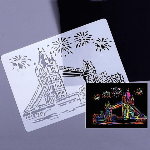 Painting Template Theme City A4 Label Template, Tower System (5pcs / Set), Sailing Line(5pcs / Set), 1 Paris Tower, 2 London Bridge, 3 Pisa Tower, 4 Big Ben, 5 Taj Mahal, 6 White House, 7 Castle, 8 Five-storied Pagoda, 9 Sydney, 10 Sailing Hotel