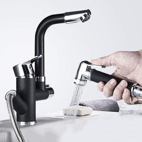 Kitchen Pull-Out Double Faucet Water Table Hot And Cold Water Faucet, Wheel Bending Pull, Round Spray Pull, Cube Spray Pull, Round Universal Distortion, Cube Universal Distortion