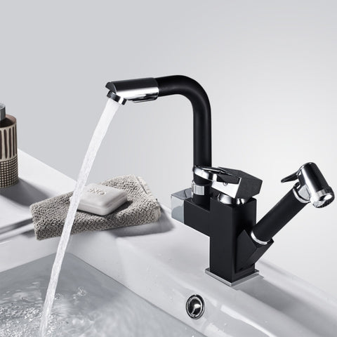 Kitchen Pull-Out Double Faucet Water Table Hot And Cold Water Faucet, Wheel Bending Pull, Round Spray Pull, Cube Spray Pull, Round Universal Distortion, Cube Universal Distortion