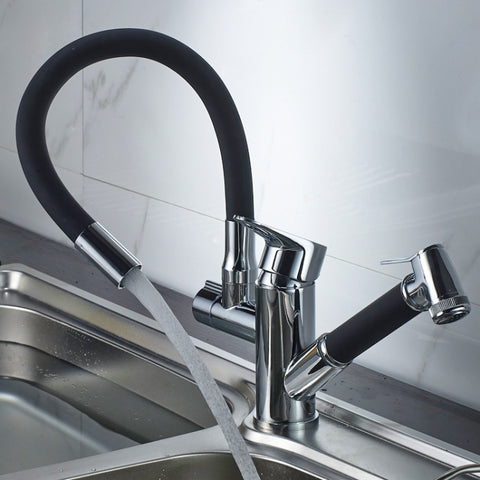 Kitchen Pull-Out Double Faucet Water Table Hot And Cold Water Faucet, Wheel Bending Pull, Round Spray Pull, Cube Spray Pull, Round Universal Distortion, Cube Universal Distortion