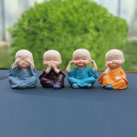 In Car Cute Four Little Monks Ornaments Car Interior Decorations Specification：, Not Swing, Crystal Base Not Swing