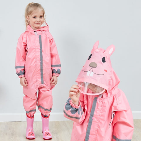 Children One-Piece Raincoat Boys And Girls Lightweight Hooded Poncho, S, M, L