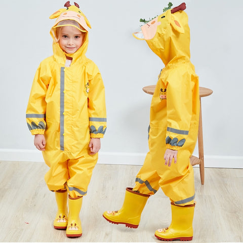 Children One-Piece Raincoat Boys And Girls Lightweight Hooded Poncho, S, M, L