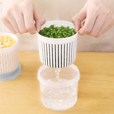 Onion Ginger Garlic Drainage Storage Box Kitchen Vegetable Plastic Storage Box Refrigerator Seal Storage Box, White