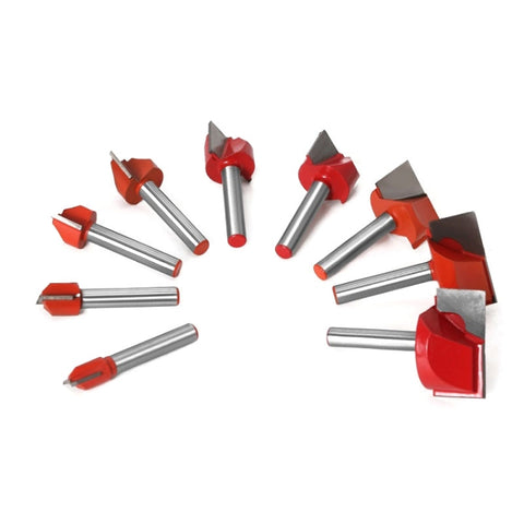9 In1 6 Handle Bottom Cleaning Knife Woodworking Slotting Milling Cutter CNC Engraving Machine Tool, 9 In1
