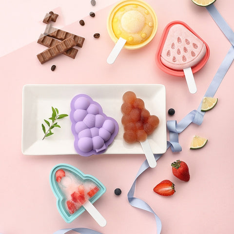 Household Silicone Popsicle Ice Cream Mold With Lid, Grape, Strawberry, Flying Saucer, Rocket, Strawberry + Grape, Flying Saucer + Rocket