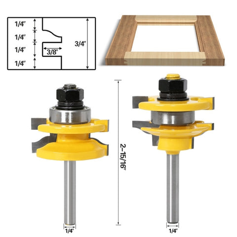 3 PCS/Set 1/4 Handle Household Mortise Joint Cutter Woodworking Engraving Milling Cutter, 3 PCS/Set 1/4 Handle