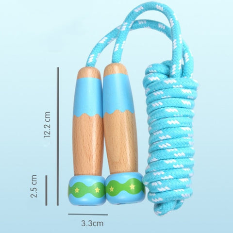 Wooden Children Skipping Rope Kindergarten Pupils Beginners Adjustable Skipping Rope, Length: 2.7m, Dark Blue, Pink, Blue, White