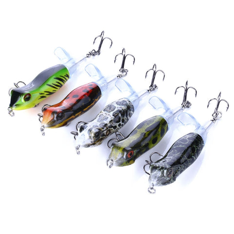 HENGJIA PE021 9.5cm/11g Frog Water Tartr Wood Bait Road Sub-Propeller Fish Bait, 1, 2, 3, 4, 5