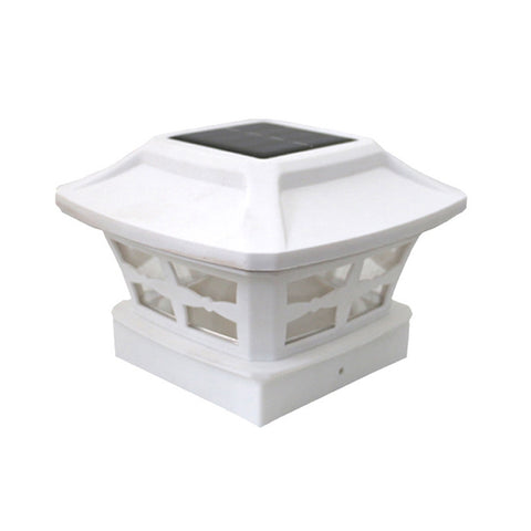 4 inch Outdoor Solar Column Lamp White + Warm White Light Garden Lamp, Black, White