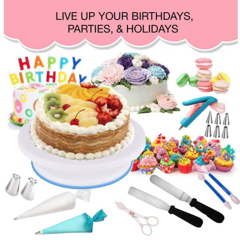 220 in 1 Cake Turntable Decorating Nozzle Set Baking Tool Fondant Mold Set, 220 PCS/Set