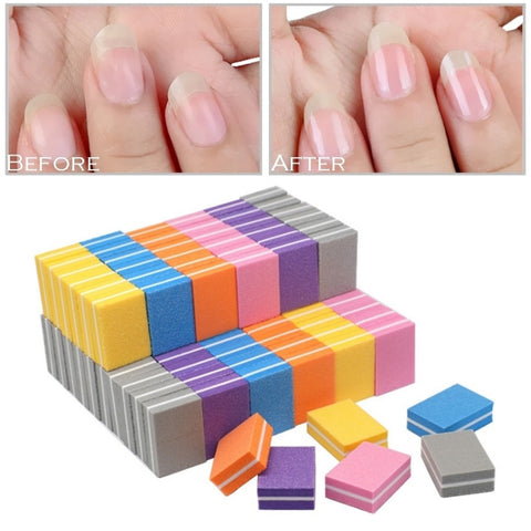 50 PCS 35x25x10mm EVA Small Square Sponge Nail File Random Colour Delivery
