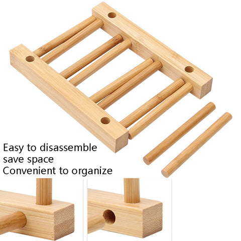 Multi-Purpose Bowl Disc Rack Kitchen Drain Rack Bamboo Tableware Storage Rack, Layer (specification): 2 Grid, 2 Grid, 4 Grid, 7 Grid, 8 Grid