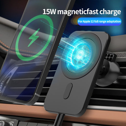N16 10W Car Air Outlet + Suction Cup Magsafe Magnetic Wireless Charger Mobile Phone Holder For IPhone 12 Series