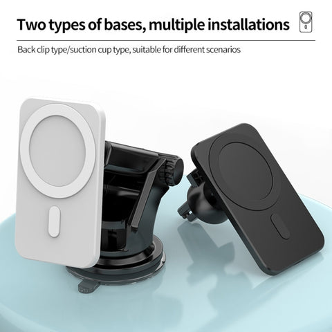 N16 10W Car Air Outlet + Suction Cup Magsafe Magnetic Wireless Charger Mobile Phone Holder For IPhone 12 Series