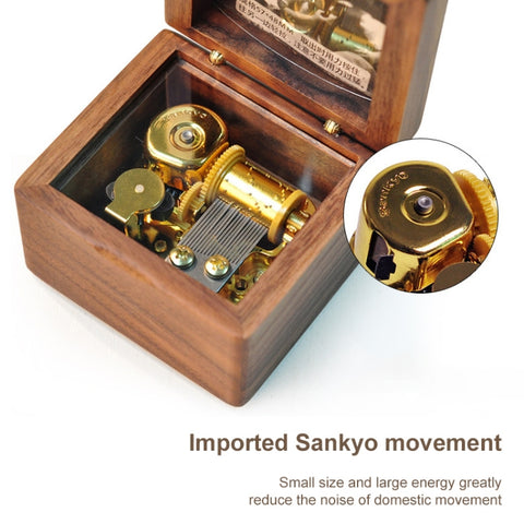 Frame Style Music Box Wooden Music Box Novelty Valentine Day Gift,Style:, Walnut Gold-Plated Movement, Maple Gold-Plated Movement, Rosewood Gold-Plated Movement, Maple Red-Bronze Movement, Walnut Red-Bronze Movement, Rosewood  Red-Bronze Movement