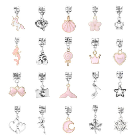 63 In 1 Cartoon DIY Handmade Jewelry Children Hand Chain Bracelet, 63 In 1(Pink)