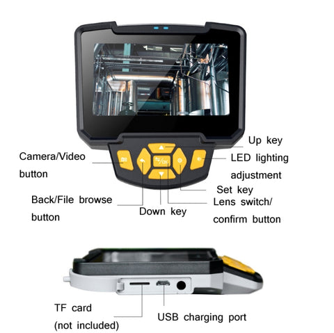 Industrial Dual-Lens Endoscope HD Handheld Screen Pipe Car Inspection Tool, Line Length 1m, Line Length 5m, Line Length 10m
