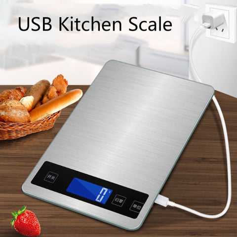 A10-1 Portable USB Kitchen Scale Household Food Baking Tea Quasi-Gram Weight Bench Scale, 5kg / 1g(White), 10kg / 1g(White), 15kg / 1g(White), 5kg / 1g(Rose Gold), 10kg / 1g(Rose Gold), 15kg / 1g(Rose Gold)