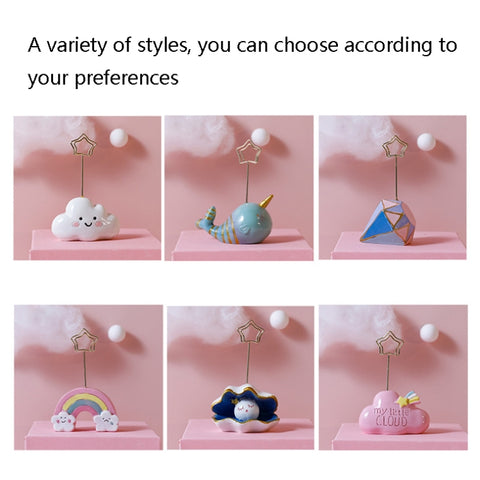 6650 Cute Cartoon Shape Photo Clipper Name Card Clip Desktop Decorative Small Ornaments, Cloud, Rainbow, Pink Cloud, Whale, Shell, Diamond