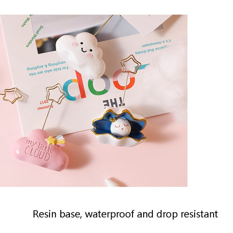 6650 Cute Cartoon Shape Photo Clipper Name Card Clip Desktop Decorative Small Ornaments, Cloud, Rainbow, Pink Cloud, Whale, Shell, Diamond