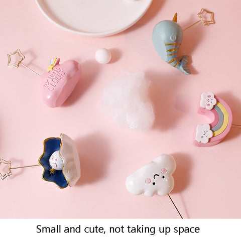 6650 Cute Cartoon Shape Photo Clipper Name Card Clip Desktop Decorative Small Ornaments, Cloud, Rainbow, Pink Cloud, Whale, Shell, Diamond