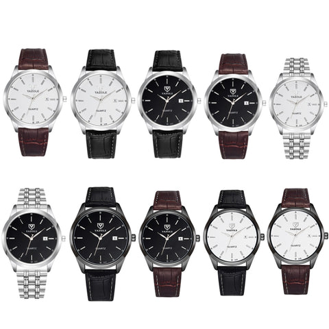 YAZOLE 308 Luminous Quartz Watch Men Watch, White Tray Brown Belt, White Tray Black Belt, Black Tray Black Belt, Black Tray Brown Belt, White Tray Silver Steel Strip, Black Tray Silver Steel Strip, Black Shell Black Tray Black Belt                     ...