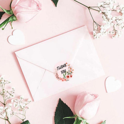 10 Rolls Thank You Floral Sticker Wedding Gift Decoration Sticker, K-01-25, K-02-25, K-03-25h