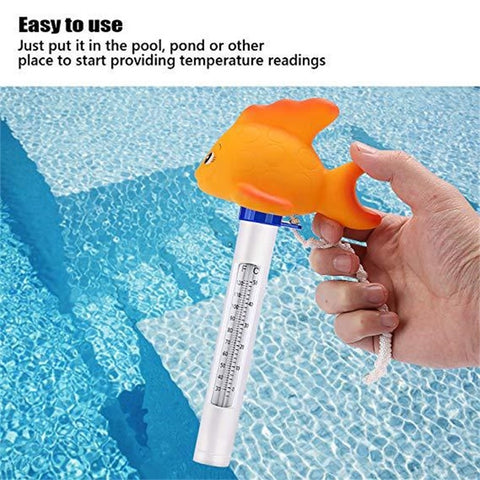 K-1020D Cartoon Yellow Gold Fish Pool Thermometer Pool Water Temperature Meter, Gold Fish