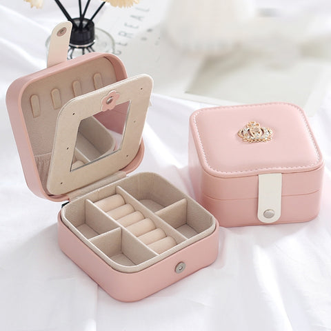 XH-001 Simple Creative Travel Portable Leather Earrings Jewelry Box, 11x11x5.8 cm
