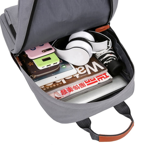 3 In 1 Travel Backpack Student School Bag USB Computer Backpack, light Grey, Blue, Black, Pink