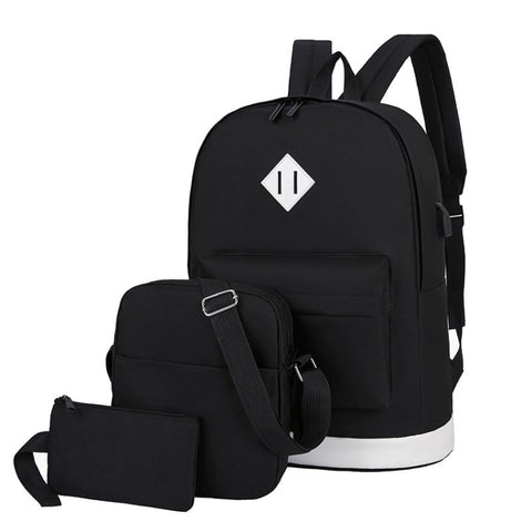 3 in 1 College Style Casual Backpack Student USB Charging Backpack