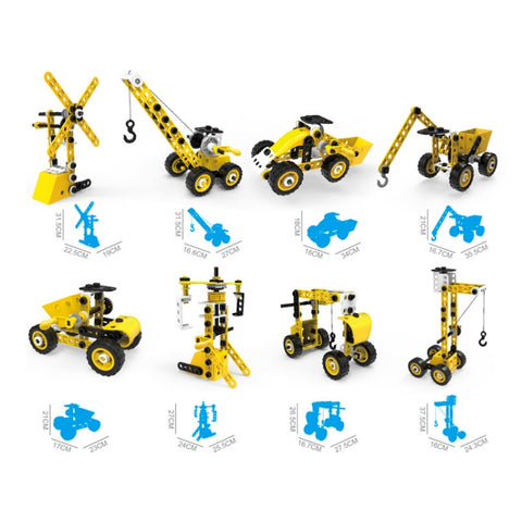 8 in 1 Children Variety Soft Assembled Building Blocks 100PCS DIY Engineering Vehicle Model, 8 in 1 Engineering Vehicle