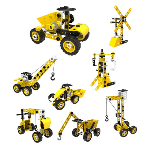 8 in 1 Children Variety Soft Assembled Building Blocks 100PCS DIY Engineering Vehicle Model, 8 in 1 Engineering Vehicle