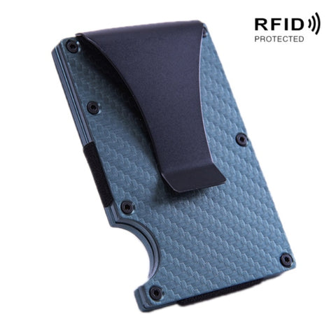 Carbon Fiber Wallet Metal RFID Bank Card Holder, Golden, Black, Blue, Red, Gray