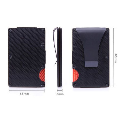 Carbon Fiber Wallet Metal RFID Bank Card Holder, Golden, Black, Blue, Red, Gray