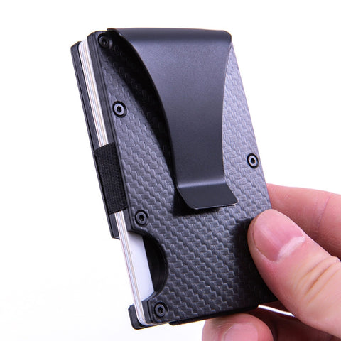 Carbon Fiber Wallet Metal RFID Bank Card Holder, Golden, Black, Blue, Red, Gray