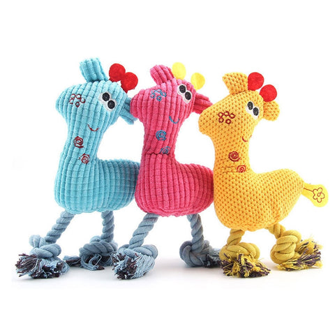 3 PCS Pet Plush Toys For Cats And Dogs Plush Corn Kernels Deer Vocal Dog Toy, Rose Red, Blue, Yellow