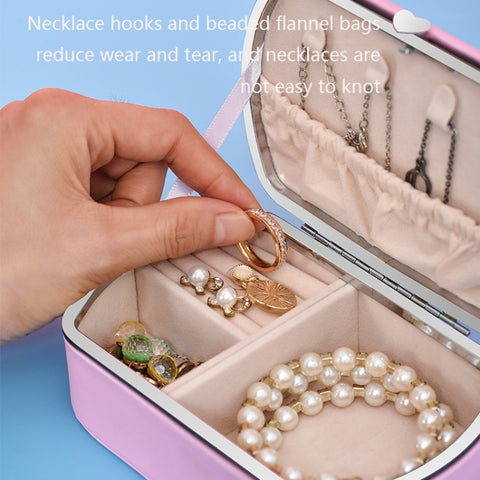 HN-001 Travel Portable Ring Lipstick Jewelry Storage Box, Necklace Version Pink, Mirror Version Pink, Necklace Version Blue, Mirror Version Blue, Necklace Version Orange, Mirror Version Orange, Necklace Version Gold, Mirror Version Gold                ...
