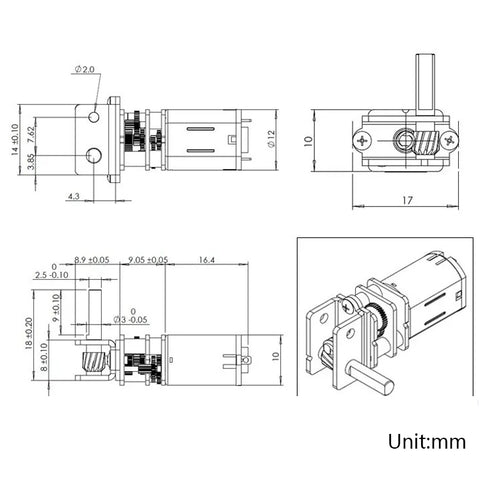 GW12N20 Worm Gear Low Speed Motor Ultra Mini Gear Power-Off Self-Locking Motor For Smart Car Robot, 6V 10RPM, 6V 30RPM, 6V 55RPM, 6V 100RPM, 12V 20RPM, 12V 60RPM, 12V 110RPM, 12V 200RPM