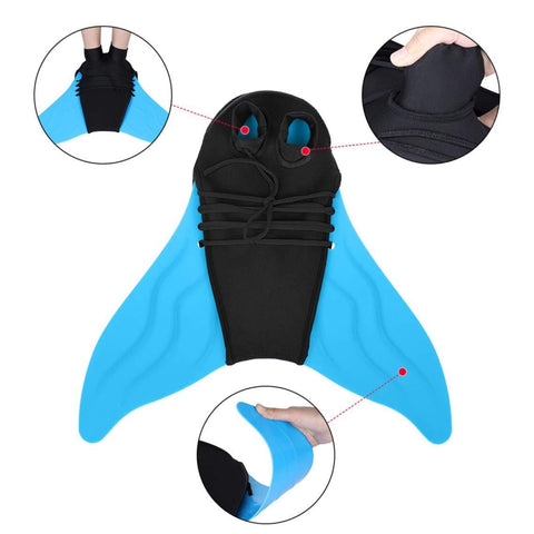 Mermaid Fins Frost Shoes One-Piece Fins Diving Fins, Diving Fins(F02 Pink Children), Diving Fins(F03 Blue Children), Diving Fins(F58 Blue Adult)