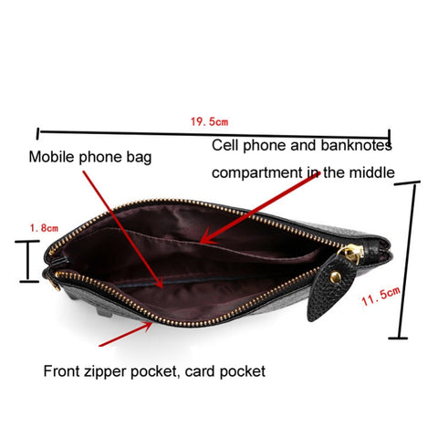 Ladies One-Shoulder Diagonal Mobile Phone Coin Purse, Red, Navy Blue, Black, Ink, Lake Blue, Khaki, Jujube Red, Orange, Brown