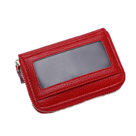 Business Multi-Position Zipper Organ Card Holder, Red, Green, Purple, Black, Sapphire, Deep Blue, Rough, Rose Red